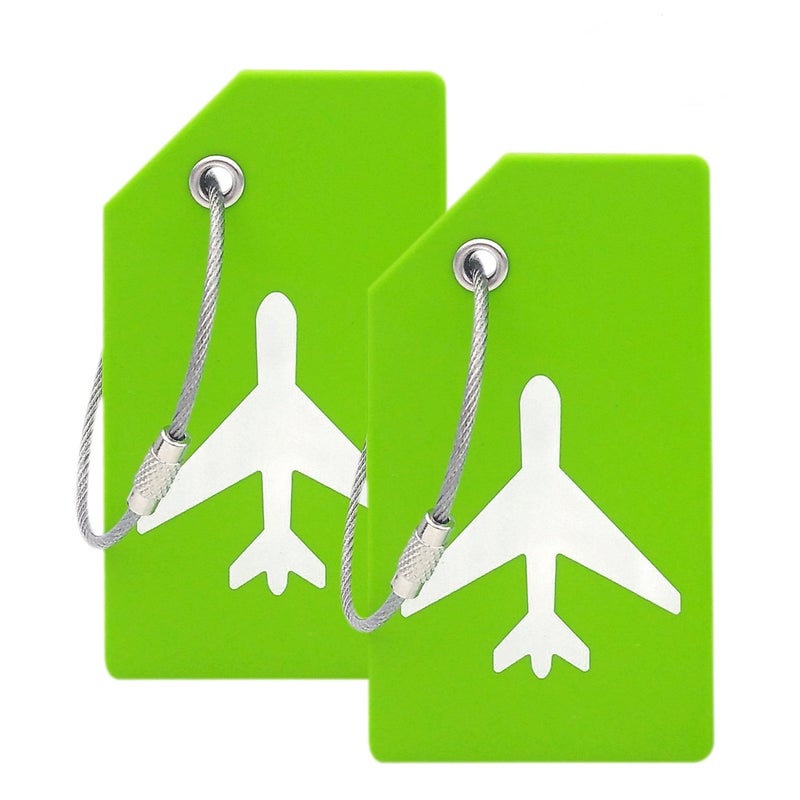 Ovener Silicone Luggage Tag with Name ID Card Perfect to Quickly Spot Luggage Suitcase (Plane 2Pcs Green) - Image 1